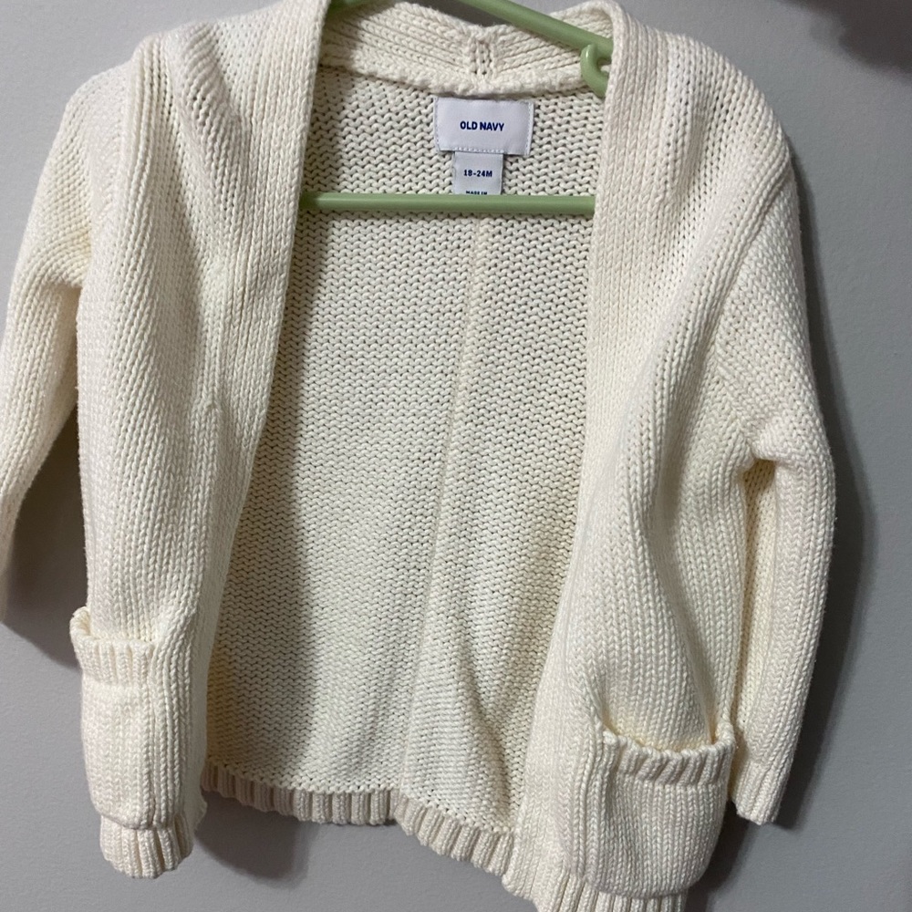 Old navy toddler girl cream cardigan 18-24mo